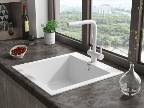 Смеситель для кухни Paulmark SKALEN Sk213020-WH на мойку белый - фото 2